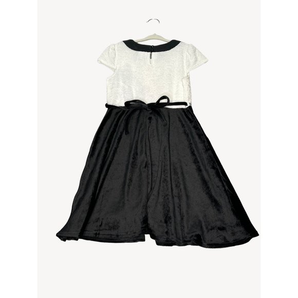 Dollie & Me Dress Girls 6X Black White Collar A Line Silver Belt Crepe Top - Picture 3 of 11